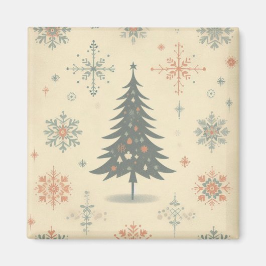 /Retro modern Kerst/winter Magneet (Voorkant)