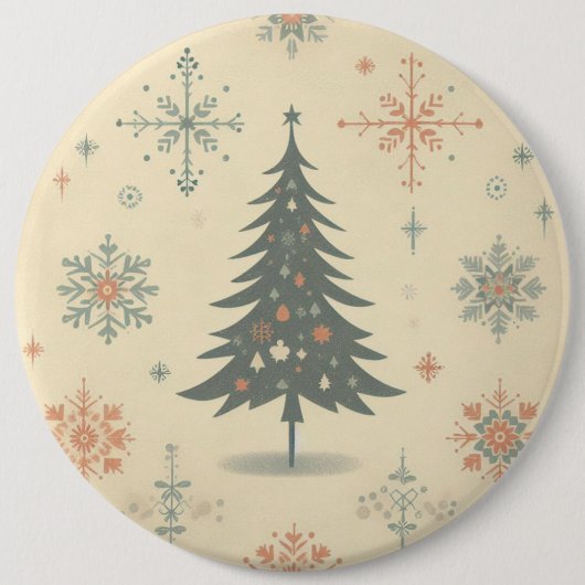 /Retro modern Kerst/winter Ronde Button 6,0 Cm (Voorkant)