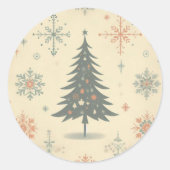 /Retro modern Kerst/winter Ronde Sticker (Voorkant)