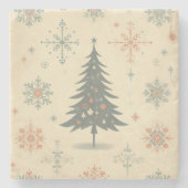 /Retro modern Kerst/winter Stenen Onderzetter (Voorkant)