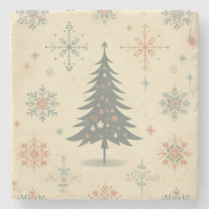 /Retro modern Kerst/winter Stenen Onderzetter