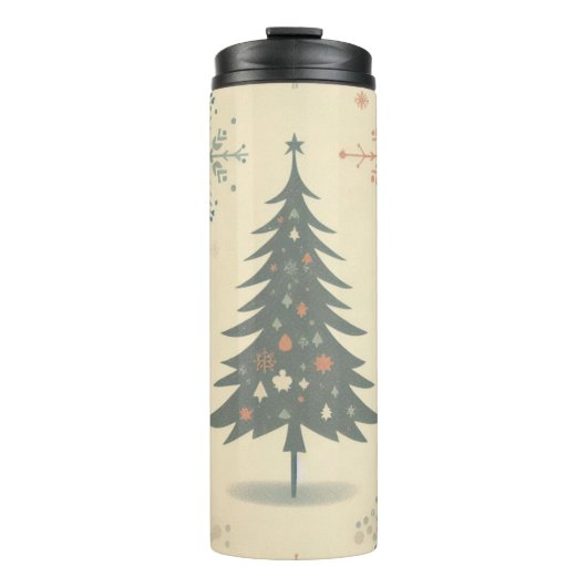 /Retro modern Kerst/winter Thermosbeker (Voorkant)