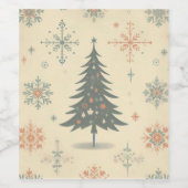 /Retro modern Kerst/winter Wijn Etiket (Enkel label)