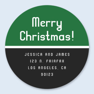 Retro-modern Kerstmis Retouradres Groen Ronde Sticker