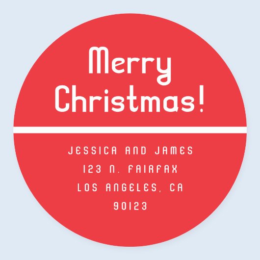 Retro-modern Kerstmis Retouradres Rood Ronde Sticker