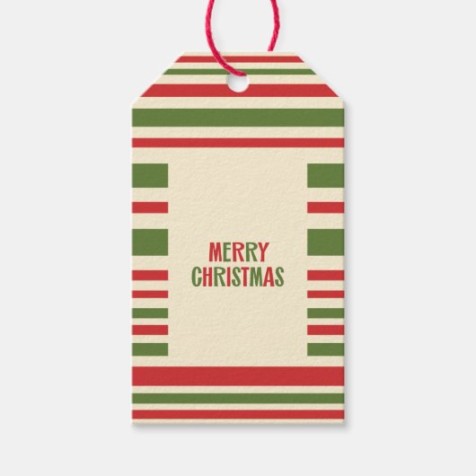 Retro Modern kerstval Red Green Cream Cadeaulabel (Voorkant)