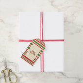 Retro Modern kerstval Red Green Cream Cadeaulabel (Met Touw)