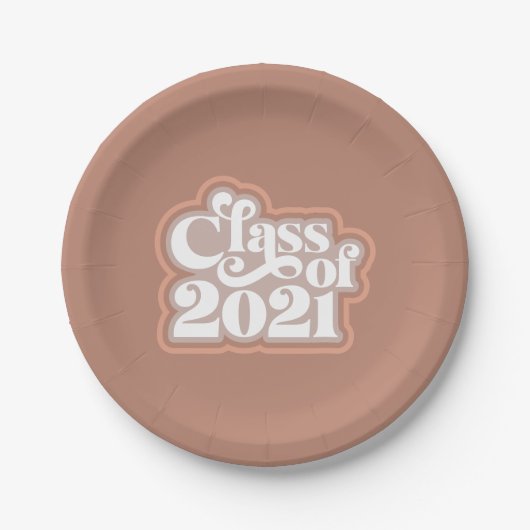 Retro Modern Klas van 2021 Papieren Bordje (Voorkant)