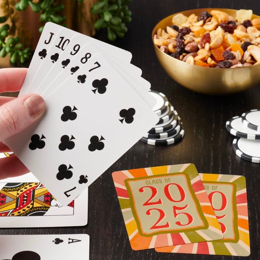 Retro Modern Kleurrijke Klasse van 2025 Afstuderen Pokerkaarten
