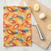 Retro Modern Koel Geometrisch Geel Sinaasappel Pat Theedoek (Quarter Fold)