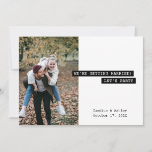 Retro Modern Label Maker Save the Date Photo Fun Kaart