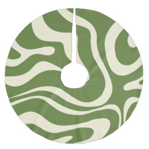 Retro Modern Liquid Swirl Abstract Green Kerstboom Rok