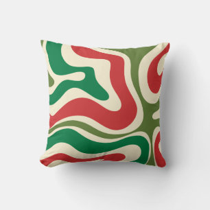 Retro Modern Liquid Swirl Abstract Kerstmis Kussen