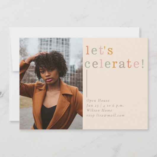 Retro Modern Minimalist 2 Foto Afstuderen Kaart (Achterkant)