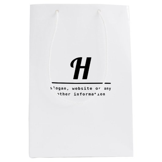 Retro-modern Monogram & bedrijfsinformatie (of and Medium Cadeauzakje (Voorkant)