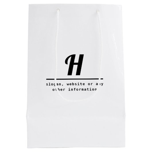 Retro-modern monogram & bedrijfsinformatie (of and medium cadeauzakje (Achterkant)