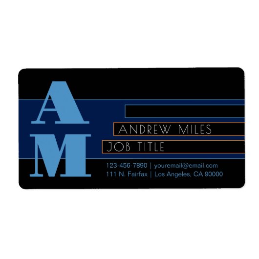 Retro-modern monogram & bewerkbare vormen & kleure etiket (Voorkant)