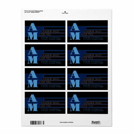 Retro-modern monogram & bewerkbare vormen & kleure etiket (Full Sheet)