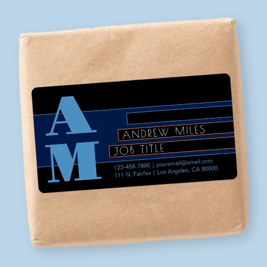 Retro-modern Monogram & Bewerkbare vormen & Kleure Etiket