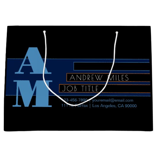 Retro-modern monogram & bewerkbare vormen & kleure groot cadeauzakje (Voorkant)