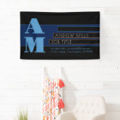 Retro-modern monogram & bewerkbare vormen & kleure spandoek (Insitu)