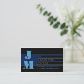 Retro-modern monogram & bewerkbare vormen & kleure visitekaartje (Staand voorkant)