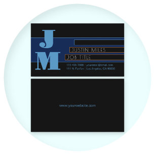 Retro-modern monogram & bewerkbare vormen & kleure visitekaartje