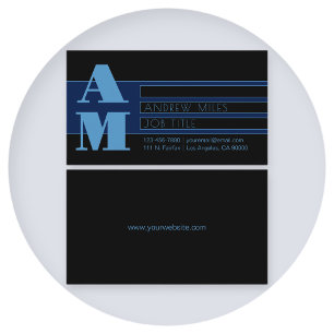 Retro-modern monogram & bewerkbare vormen & kleure visitekaartje