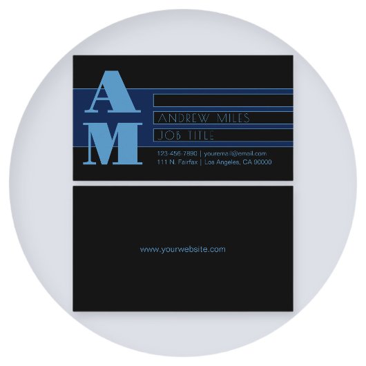 Retro-modern monogram & bewerkbare vormen & kleure visitekaartje