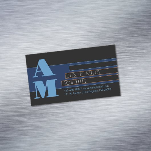 Retro-modern Monogram & Design Magnetisch Visitekaartje (Voorbeeld)