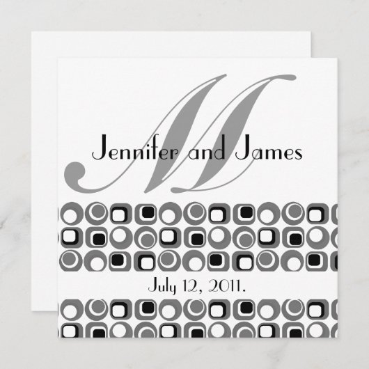 Retro Modern Monogram Weddenschap Kaart (Voorkant / Achterkant)