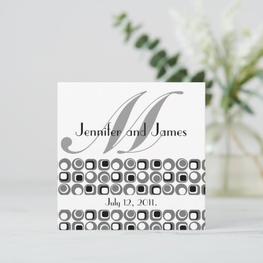 Retro Modern Monogram Weddenschap Kaart (Staand voorkant)