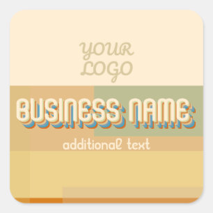 Retro-modern naam met geometrische vormen en kleur vierkante sticker