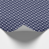 Retro Modern Navy Blue Ovalen Geometric Pattern Cadeaupapier (Hoek)