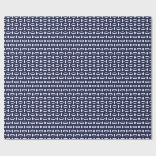 Retro Modern Navy Blue Ovalen Geometric Pattern Cadeaupapier (Vlak)