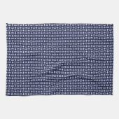 Retro Modern Navy Blue Ovalen Geometric Pattern Theedoek (Horizontaal)