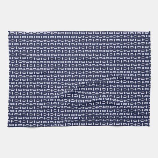 Retro Modern Navy Blue Ovalen Geometric Pattern Theedoek (Horizontaal)