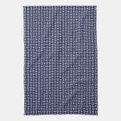 Retro Modern Navy Blue Ovalen Geometric Pattern Theedoek (Verticaal)
