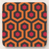 Retro Modern Oranje Red Brown Hexagon Patroon Bier Onderzetter (Voorkant)
