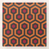 Retro Modern Oranje Red Brown Hexagon Patroon Glazen Onderzetter (Voorkant)
