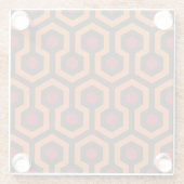 Retro Modern Oranje Red Brown Hexagon Patroon Glazen Onderzetter (Achterkant)