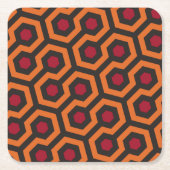 Retro Modern Oranje Red Brown Hexagon Patroon Kartonnen Onderzetters (Voorkant)