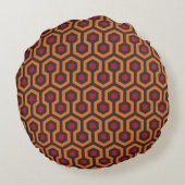 Retro Modern Oranje Red Brown Hexagon Patroon Rond Kussen (Achterkant)