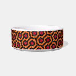 Retro Modern Oranje Red Brown Hexagon Patroon Voerbakje