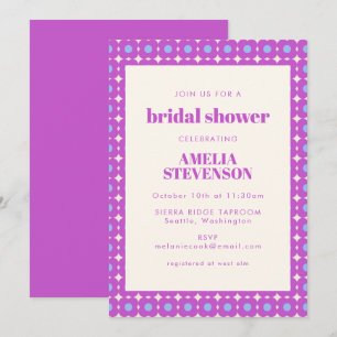 Retro Modern Paarse Geometrische Flower Vrijgezell Kaart