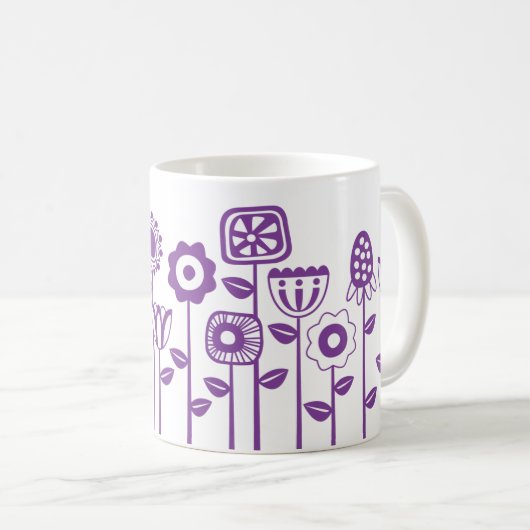 Retro Modern Paarse ventilatortuin Koffiemok (Voorkant rechts)