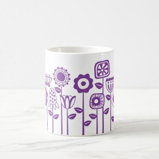 Retro Modern Paarse ventilatortuin Koffiemok (Center)