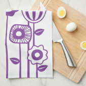 Retro Modern Paarse ventilatortuin Theedoek (Quarter Fold)