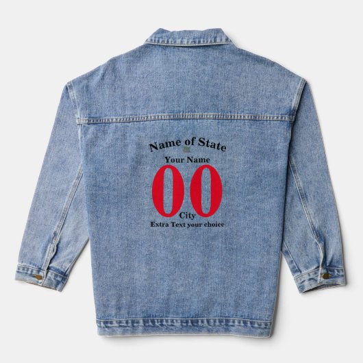 RETRO MODERN PAPA MOEDER SUMMER SOUVENIR CO DENIM JACKET (Achterkant)