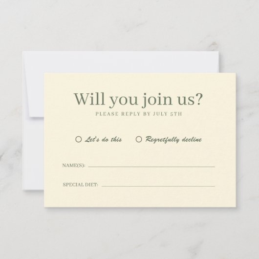 Retro Modern Pastel Ivory Funky Wedding RSVP (Voorkant)